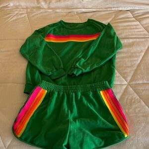 Adorable 2-piece short set w/sweatshirt and elastic waist shorts, fits L/XL